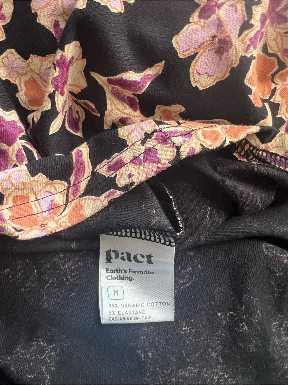 ‼️NWOT: Pact Organic Women's Black Floral V-Neck Wrap Midi Dress - M - Picture 3 of 3